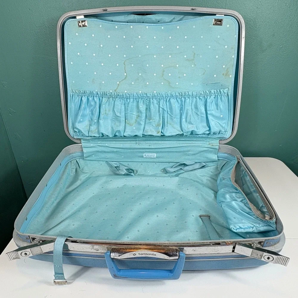 Vintage Samsonite Silhouette John Deere Blue Train Case‎ Suitcase USA